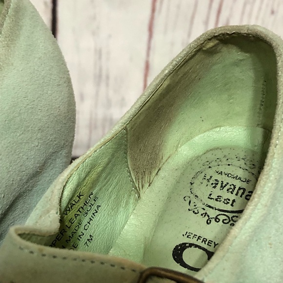 JEFFREY CAMPBELL NIGHT WALK  Mint Green Suede Leather heelless Platforms 7 - Picture 9 of 15